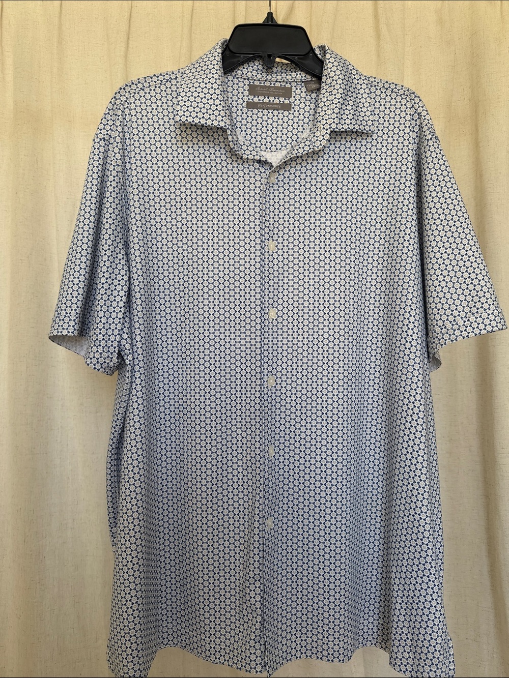 Daniel Cremieux Light Blue Short-Sleeve Button-Down with Navy Geometric Print